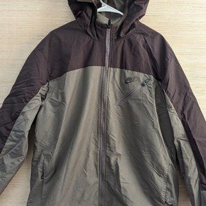 Nike Sportswear Mens Full Zip Jacket 2XL Brown Poly Nylon Heavy Duty Outdoor